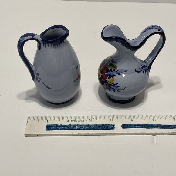Pitcher Portugal Mini Ceramic Rose Floral Water Pitcher Blue Ceramic Miniature - Picture 8 of 10